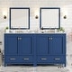 preview thumbnail 137 of 191, GDFStudio - Aurora Wood Bathroom Vanity Set with Ceramic Sink and Divided Drawers 60" - Blue