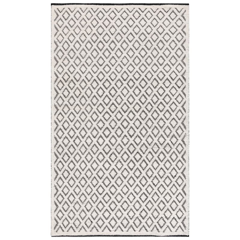 SAFAVIEH Handmade Vermont Latrice Wool Rug - 6' Square - Ivory/Black