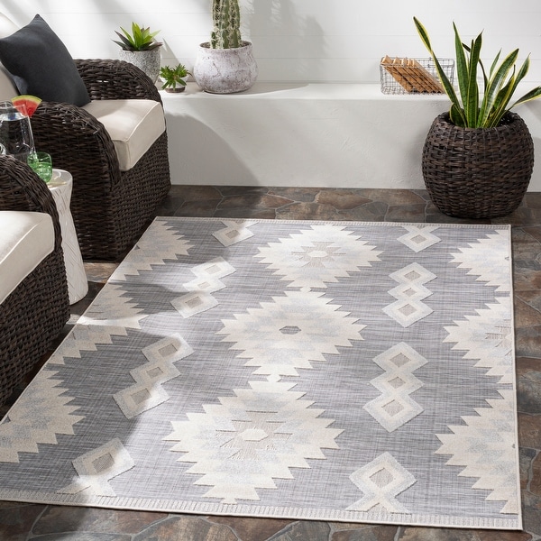 Avril Indoor/ Outdoor Southwestern Stripe Area Rug. Opens flyout.