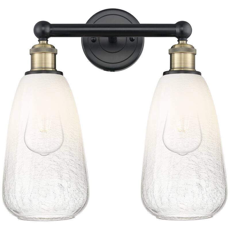 Innovations Lighting Endless Possibilities Edison - Brookhaven Almond - 2 Light 15" Bath Vanity Light - Black Antique Brass/Opal