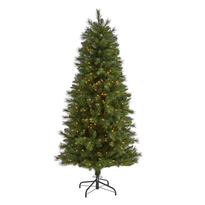 6' Pre-Lit Slim West Virginia Pine Artificial Christmas Tree, Clear Incandescent Lights - 6 Foot