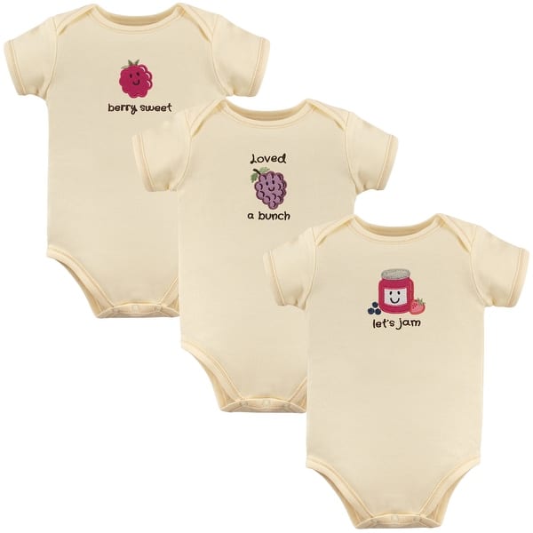 slide 1 of 1, Touched by Nature Organic Cotton Bodysuits 3pk, Jam 12-18 Months - Jam