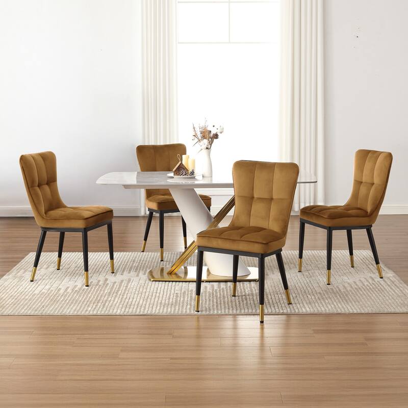Modern Velvet Upholstered Dining Chairs, Set of 2/4 - 35.8"H x 18.9"W x 23.2"D