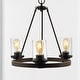 preview thumbnail 11 of 20, Athos Ring Iron/Seeded Glass Bohemian Cottae LED Chandelier, Oil Rubbed Bronze by JONATHAN Y
