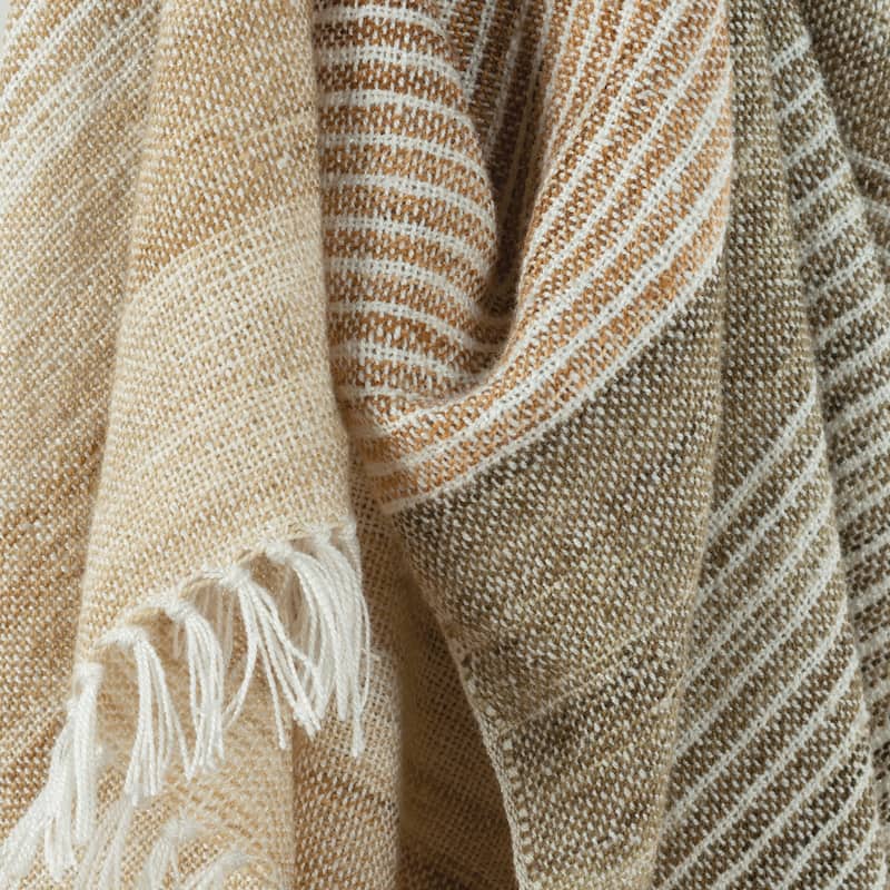 Rizzy Home Hand-tied Striped Throw Blanket