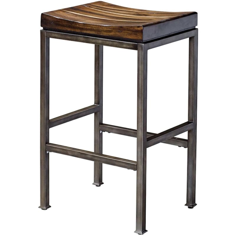 Uttermost Beck 18"W Rustic Backless Saddle Seat Bar Stool - Medium Natural