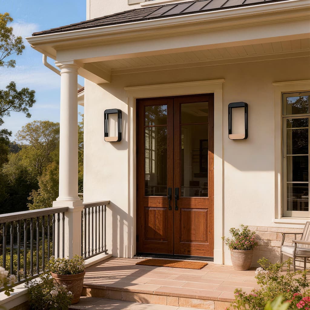 2 Pack Rectangle Frame Solar Integrated LED Sensor Outdoor Wall Light