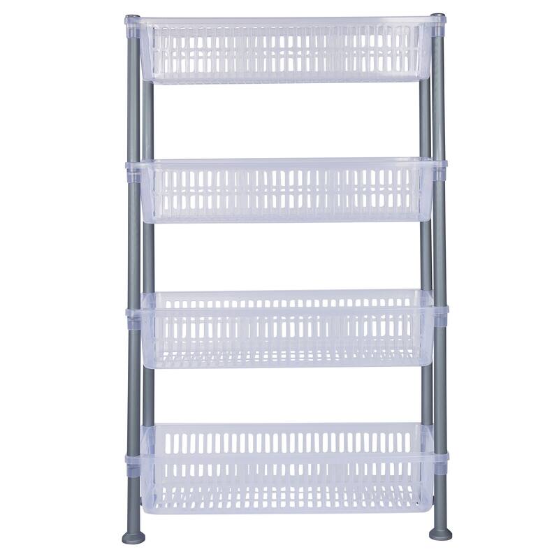 Kitchen Details 4 Tier Slim Basket Shelf in Clear - 19.7"x 7.9"x 31.7"
