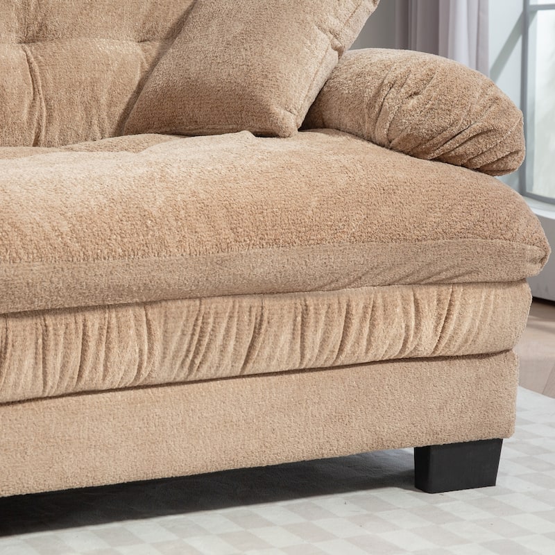 Two-seat Khaki Modular Deep Seat Sofa, 84x33x34 inches, 140 pounds