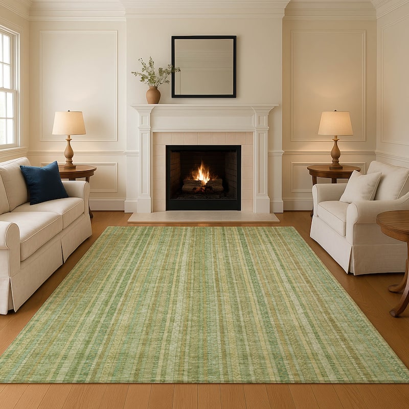 Premium Washable Super Soft Striped Mayfield Rug - Aloe - 10' x 14'