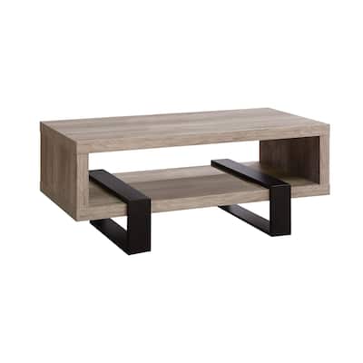 Living Room Coffee Table With Shelf in Grey