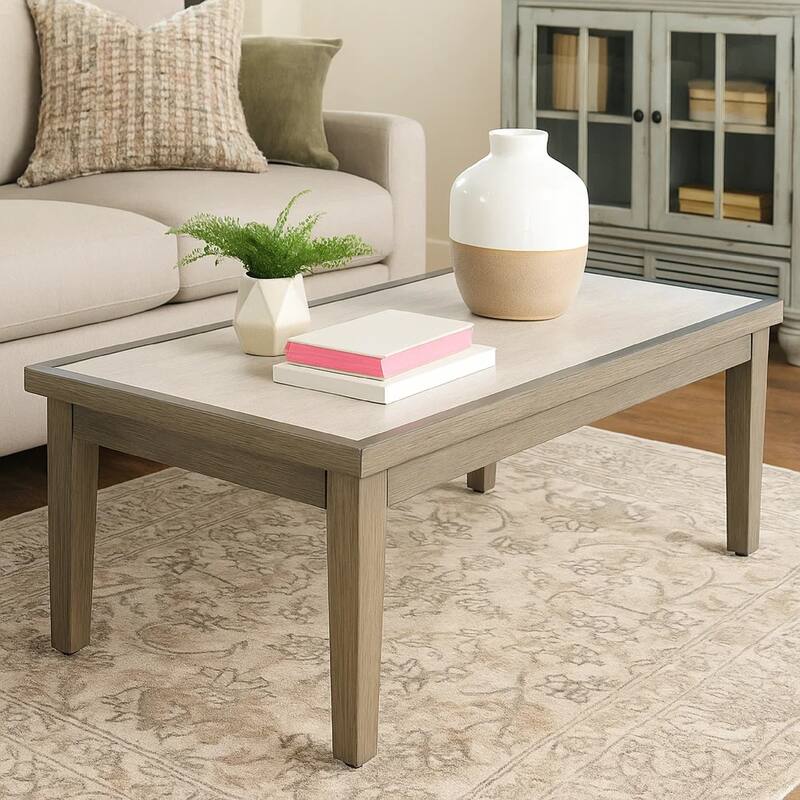 Inaya Outdoor Coffee Table, Brown, Beige Sintered Stone Top, 49 Inch
