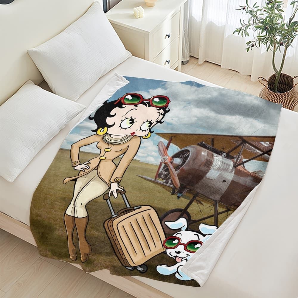 Betty Boop Super Soft Fleece Plush Throw Blanket for Couch Bed Sofa