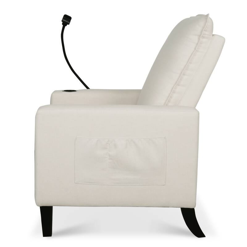 Polyester Recliner Chair with Phone Holder and Cup Holder, 3-Position Recline, 220lb Capacity