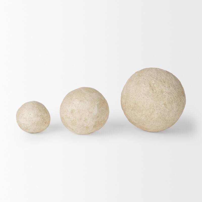 Sunita Beige Paper Mache Orbs (Set of 3)