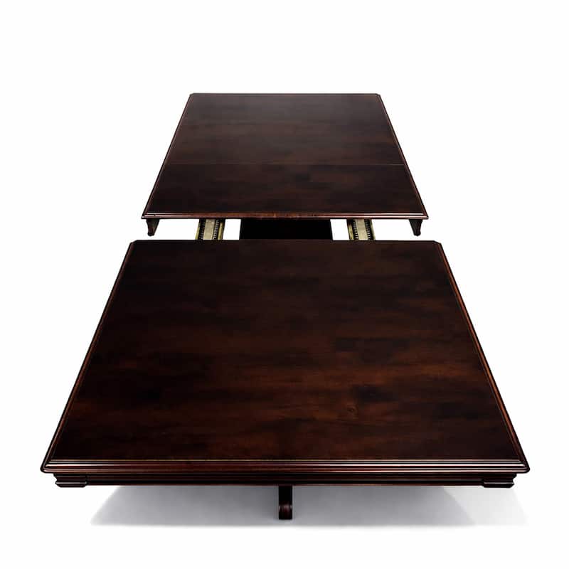 Traditional 118 Inch Rectangular Extendable Dining Table, Expresso Brown Finish Solid Rubberwood