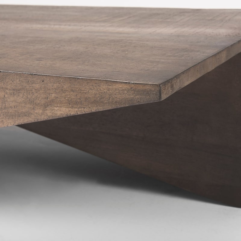 West Medium Brown Solid Wood Angular Coffee Table - 58.5"L x 19"W x 19"H