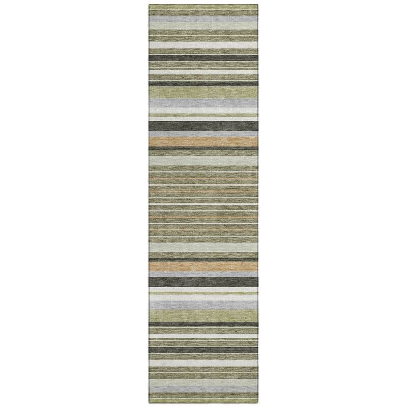 Machine Washable Indoor/ Outdoor Modern Stripes Chantille Rug