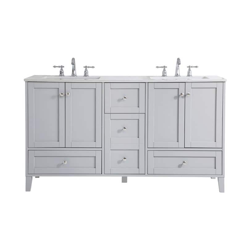 Elegant Lighting Sommerville 60" Free Standing Double Basin Vanity Set - Grey