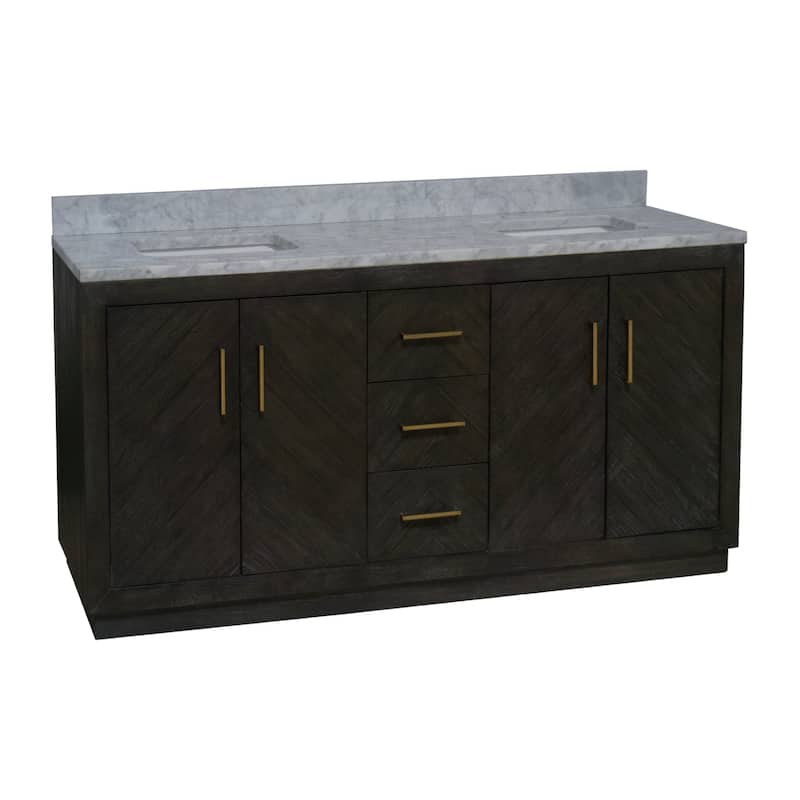 KitchenBathCollection Peyton 72" Double Bathroom Vanity with Carrara Marble Top