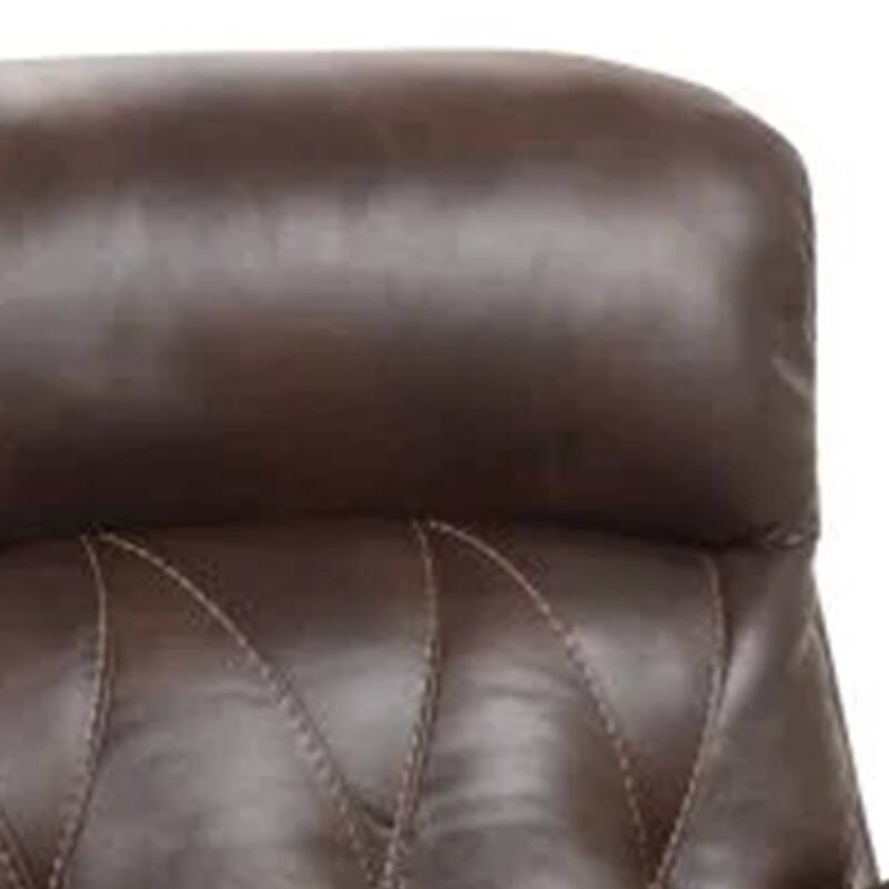 Kesy Manual Glider Recliner Chair, Pillow Top Arms, Brown Faux Leather