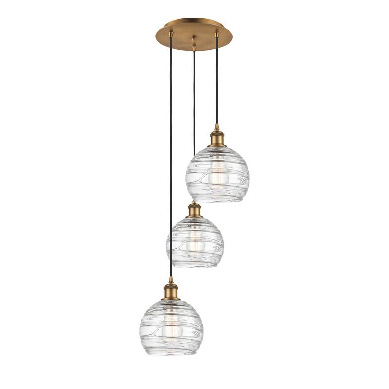 Innovations Lighting Athens Deco Swirl 3 Light 15" Multi-Pendant - Brushed Brass