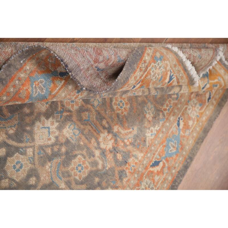 Hand Knotted Oriental 100% Wool Carpet Traditional All-Over Greys & Charcoal Mahal Runner Rug - 10' 2'' X 3' 7''