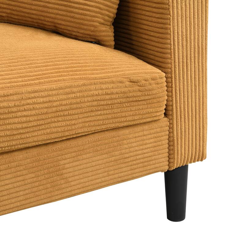 5-Seat Corduroy Sofa Set (3+2) with Sponge Cushions & Hardwood Frame