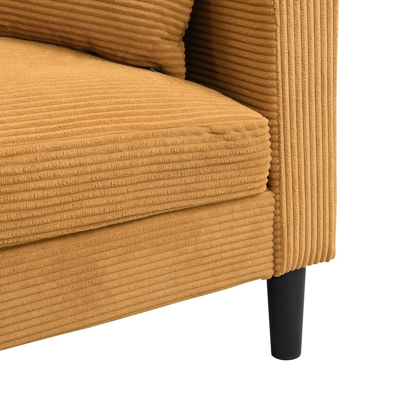 5-Seat Corduroy Sofa Set (3-Seater + 2-Seater) with High-Density Sponge Cushions & Sturdy Hardwood Frame