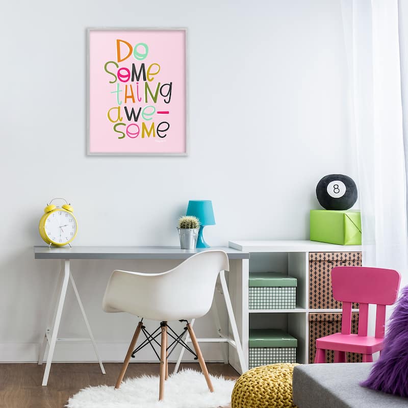Stupell Do Something Awesome on Pink Framed Giclee Art Design By Mandy Ford Art + Illustration