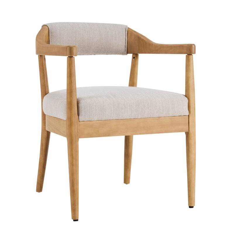 Christopher Knight Home - Mid-Century 5-Piece Set Wood Dining Table Set with 4 Upholstered Arm Chairs