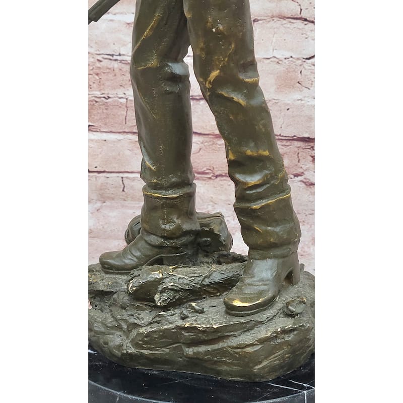 Bronze Cowboy With Rifle Statue - Western Sculpture Decor