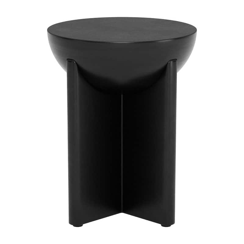 HomeRoots 20" Black Solid Wood Round Pedestal End Table - 16' X '20.1' X '16