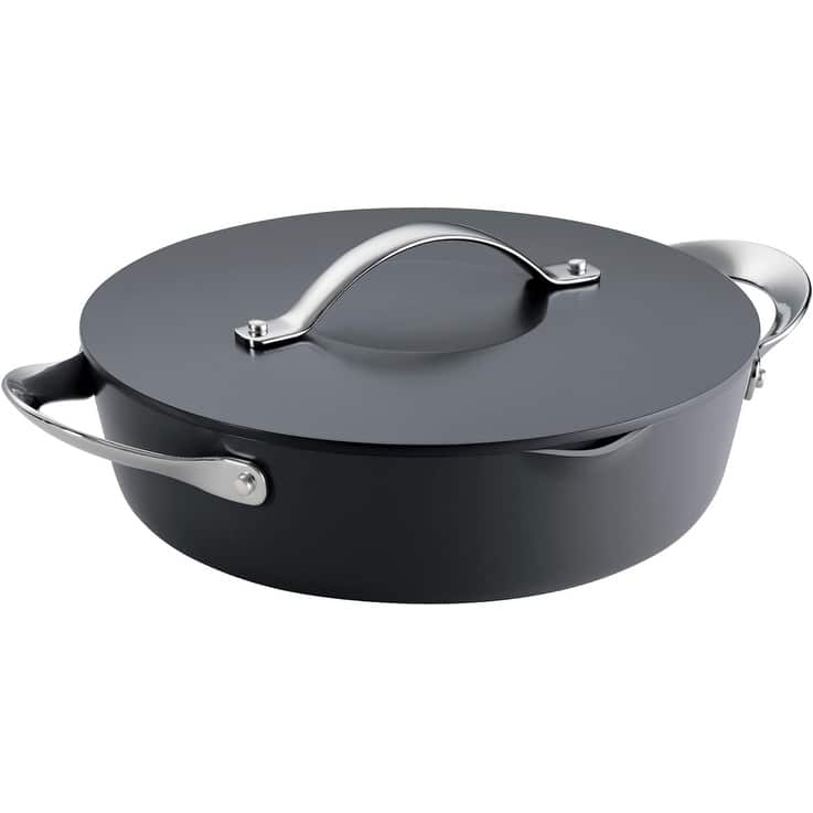 Fiora 4.25-Quart Multipurpose Ceramic Nonstick Cooking Pan with Lid, Gray