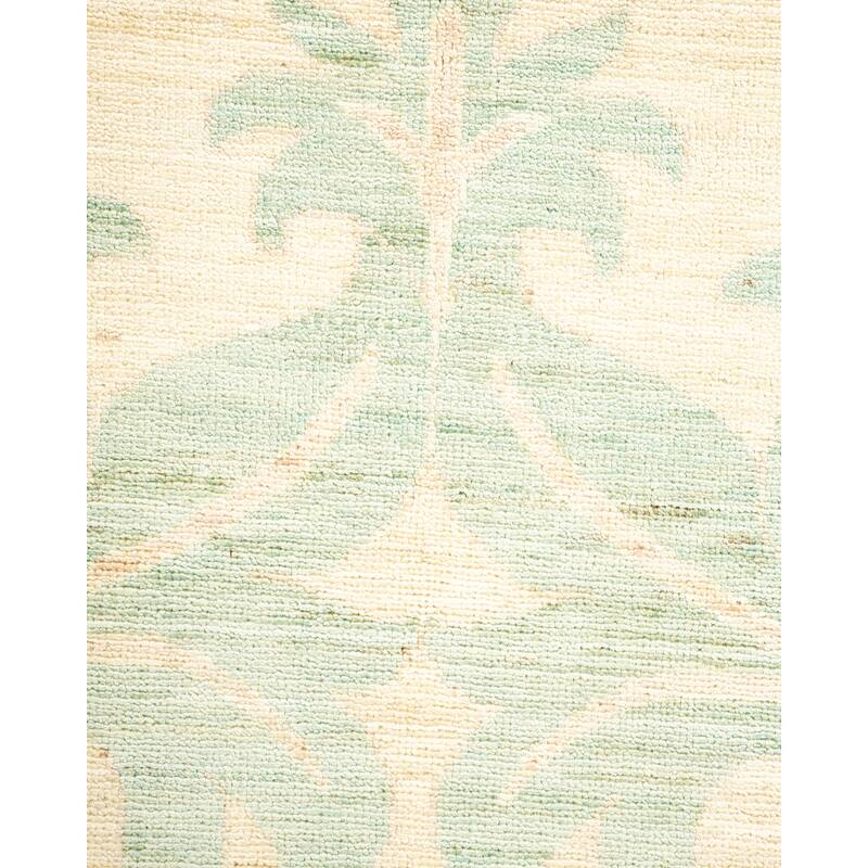 Overton Hand Knotted Wool Vintage Inspired Modern Contemporary Arts & Crafts Ivory Runner Rug