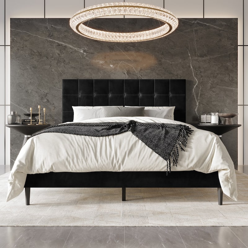 Clayfell Marion Upholstered Platform bed - Full - Black