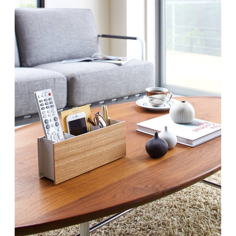Yamazaki Home Desk Organizer - Two Sizes, Steel and Wood, Small - L 2.76 x W 9.84 x H 4.02 inches