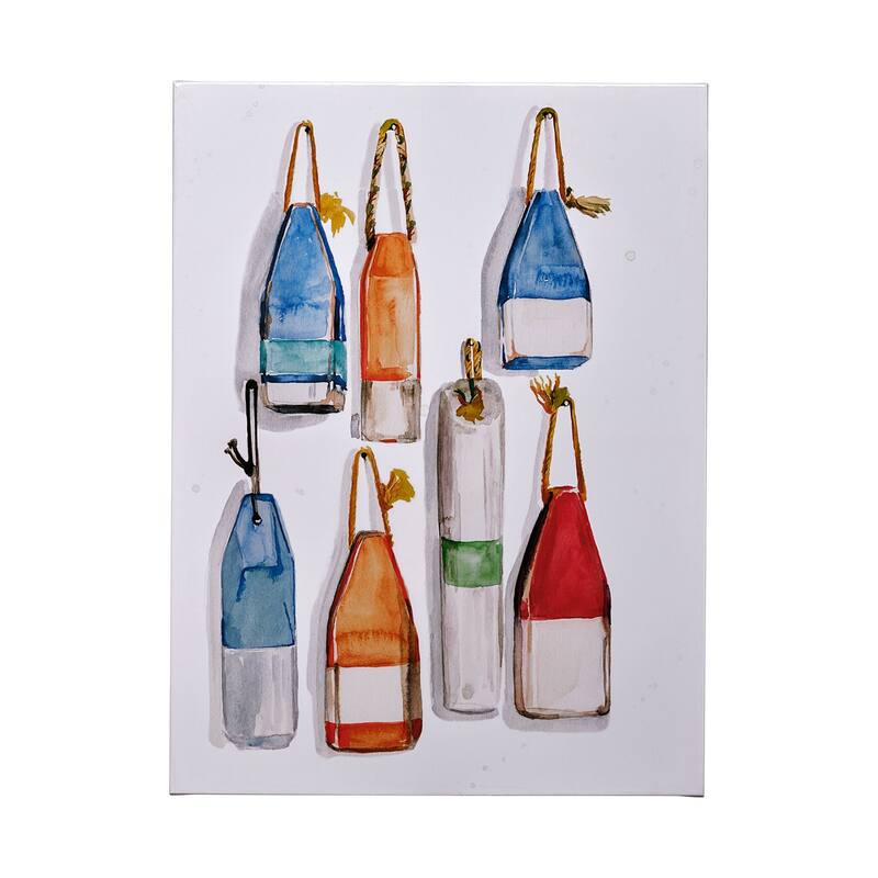 Watercolor Buoys I (36 x 48) Canvas Art Print - Large