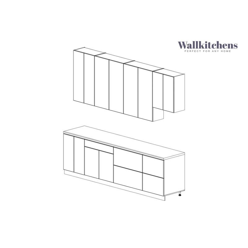 Kitchen Contemporary Collection White Matte Color Base Size 9.5Ft Wide - 114x24