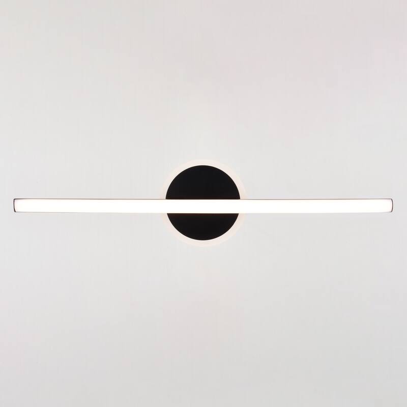 Whittier 1-Light 23.75 inch Wide Matte Black Bathroom Vanity Lighting Fixture, Center Night Light, White Shade, LED Wall Sconce