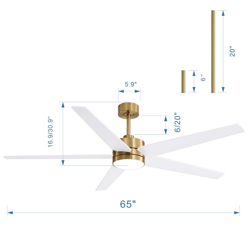 65 in. Integrated LED Indoor Ceiling Fans with Light and Remote Control Included