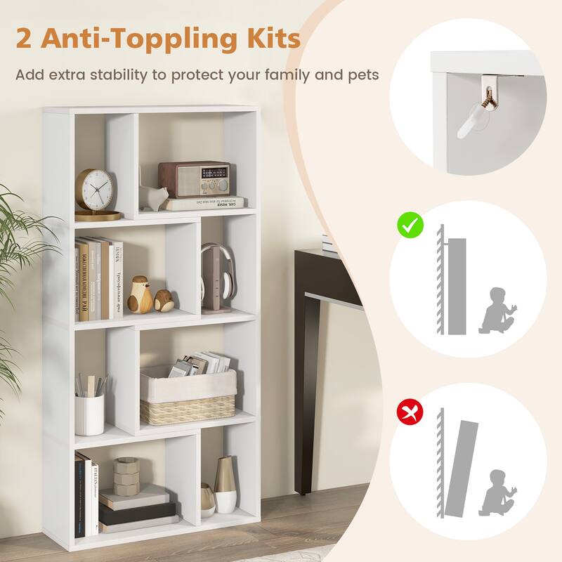 Gymax 4-Tier Geometric Bookshelf 48''/120 CM High Bookcase Modern