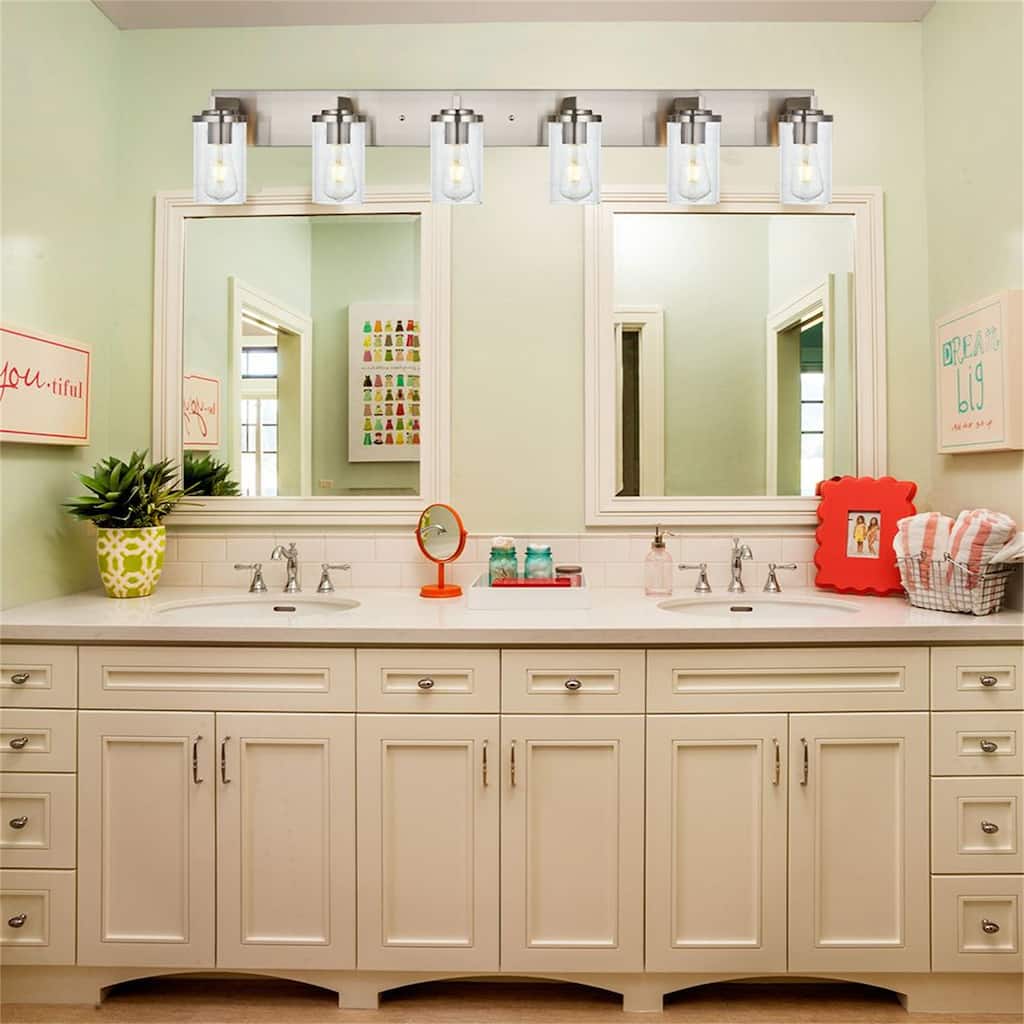 6-Light Vanity Light, Bathroom Mirror Light with Clear Glass Shade