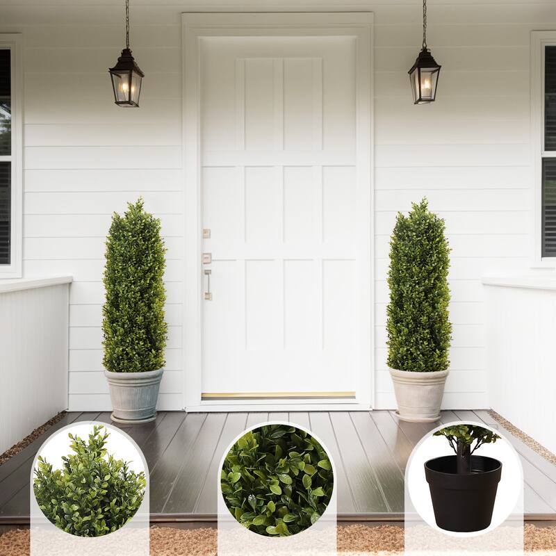120cm Artificial Cypress Tree Straight Tapered Shape Green Faux Plant For Indoor And Outdoor Use 2pcs/Set