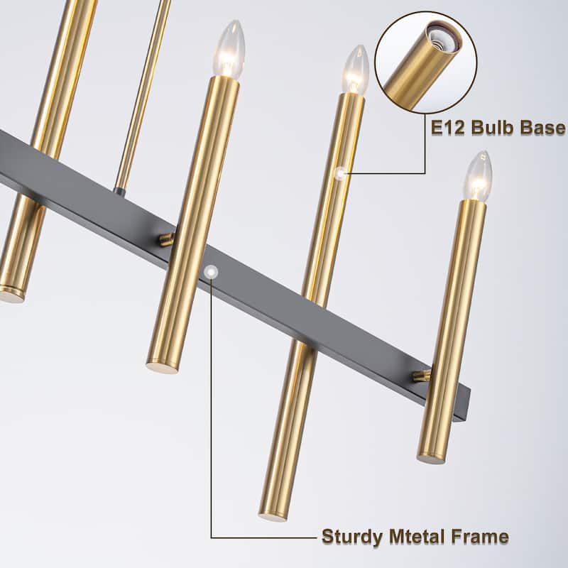 FTL 8-Light Linear Black and Gold Chandelier - N/A