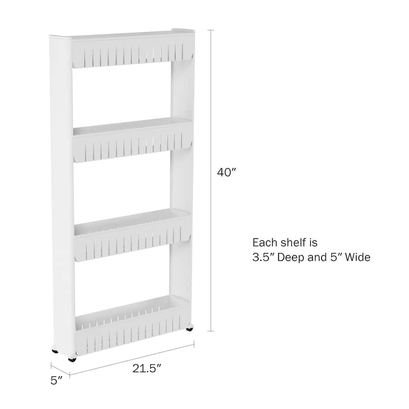 Slim Rolling Storage Cart - Utility Cart with Wheels by Lavish Home (White)