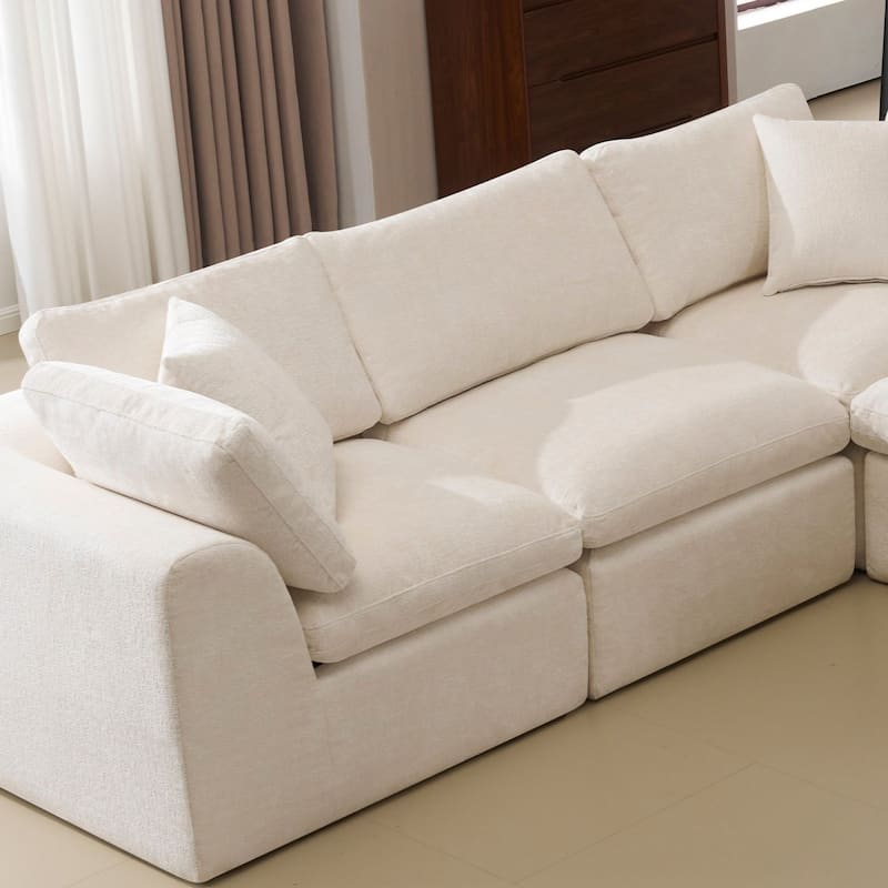 138.98" Modular Chenille U-shaped Sectional Sofa with Ottoman