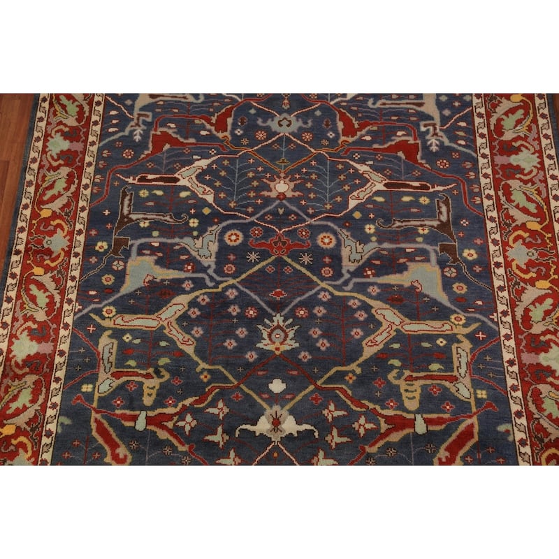 Navy Blue Oushak Indian Area Rug Handmade Wool Carpet - 8'0"x 9'8"