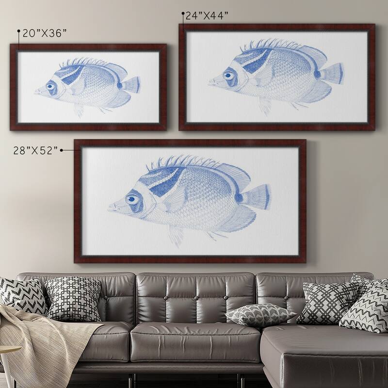 Blue & White Tropical Fish IV Premium Framed Canvas- Ready to Hang