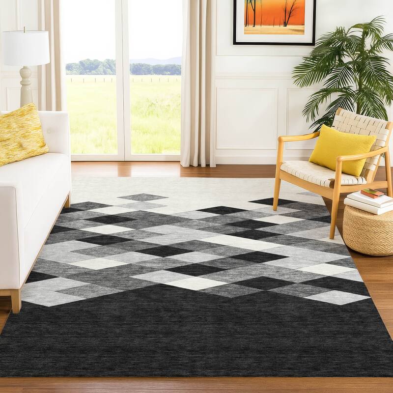 Machine Washable Indoor/ Outdoor Modern Avo Chantille Rug
